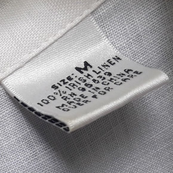 Linen Shirt Vintage White Button Down Blouse Irish Linen Embroidered Accent - Picture 12 of 16